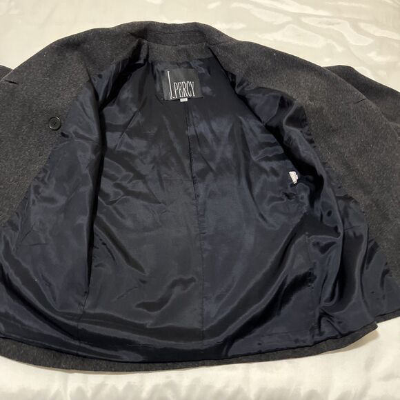 J.Percy 100% Merino Wool Pea Coat Charcoal Gray Nautical Made in USA Size 6 - Picture 10 of 12